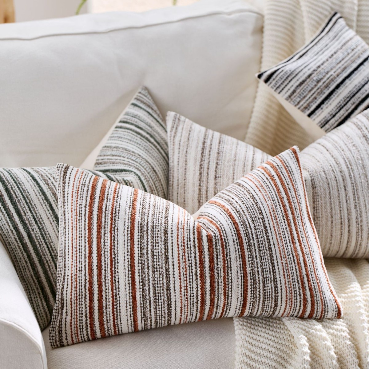 Pillow Cover 20X20 - Striped Nubby Chenille Pillow Cover 18x18