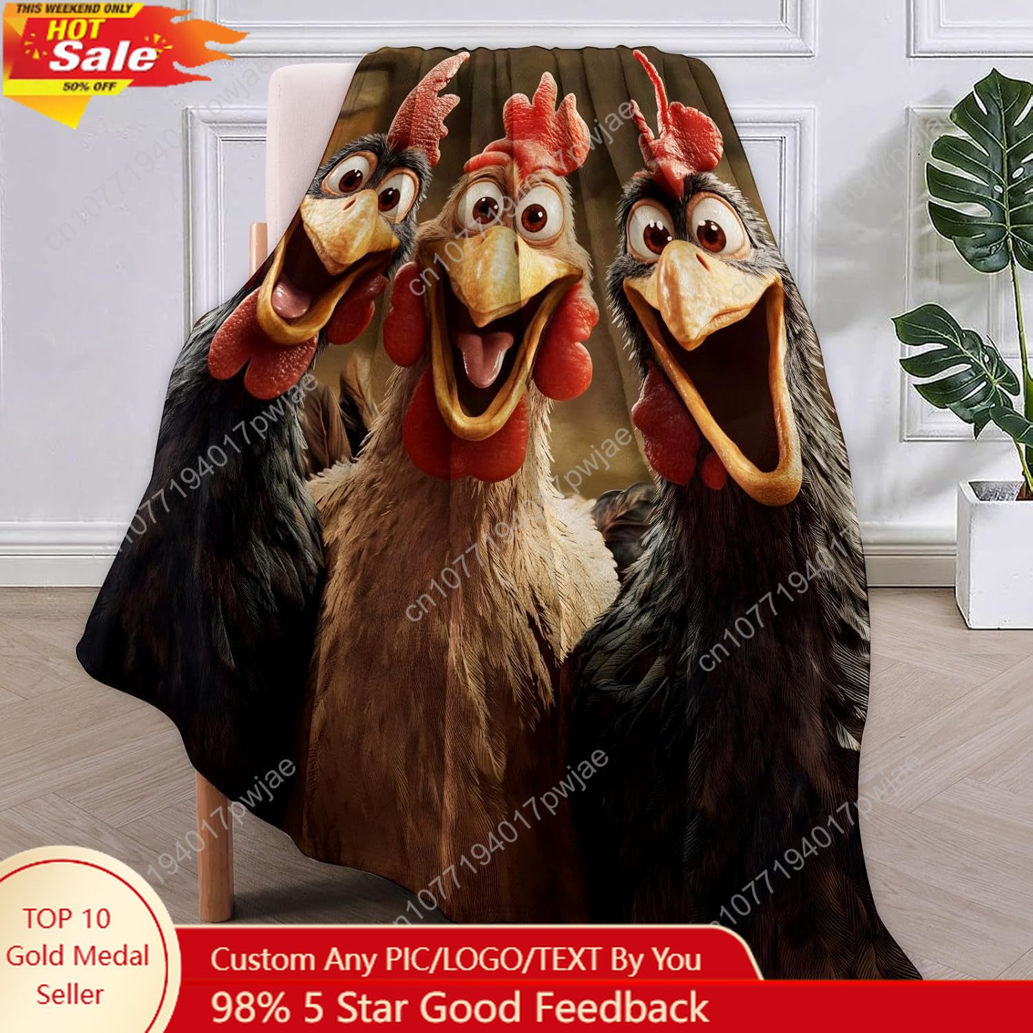 Home Textiles Towel - Chickens Blanket Gifts for Women, Cartoon