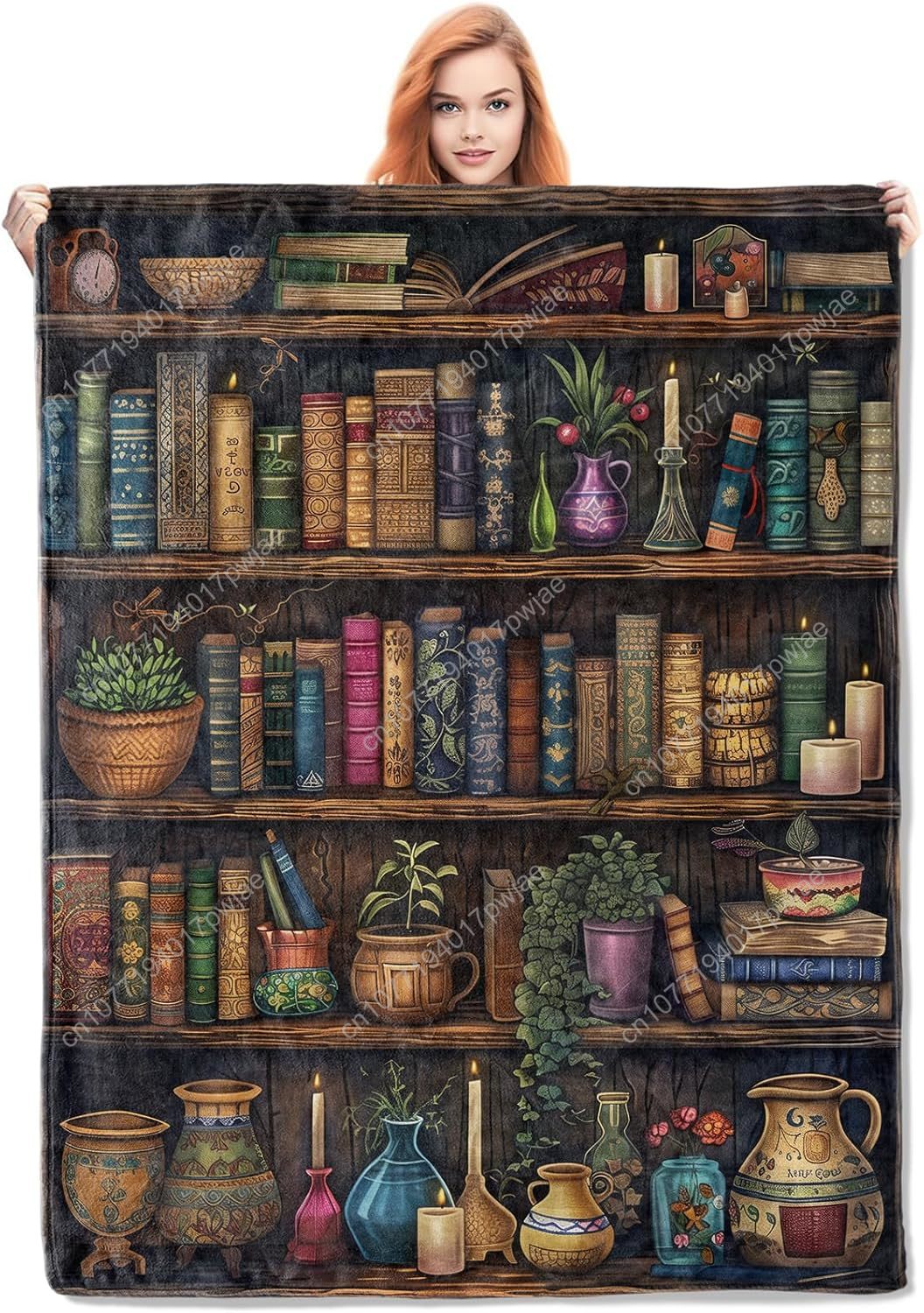 Home Textiles Towel - Vintage Bookshelf Blanket Reading Fleece Throw