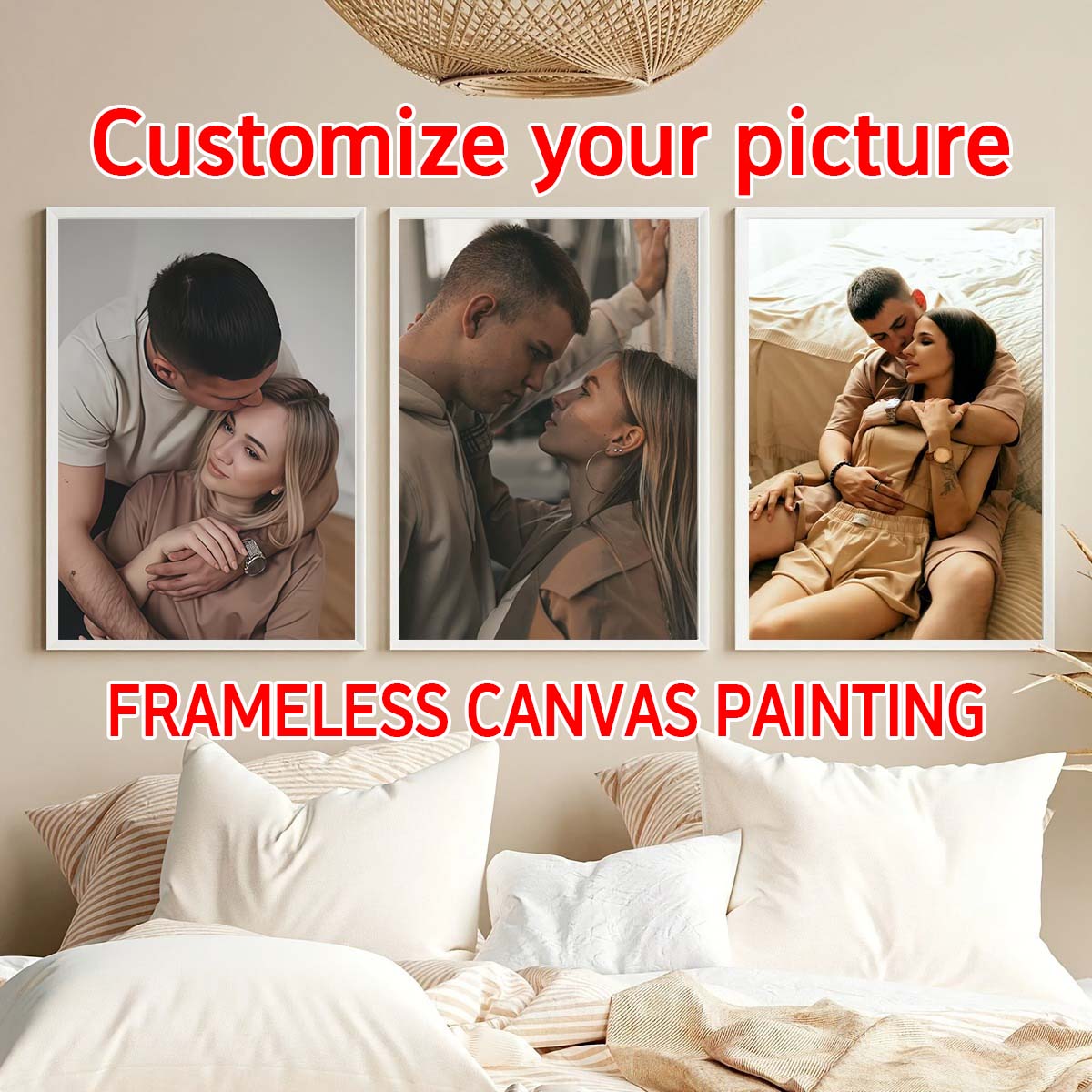 Home Textiles Fabric - Triptych - 2D custom photo wooden