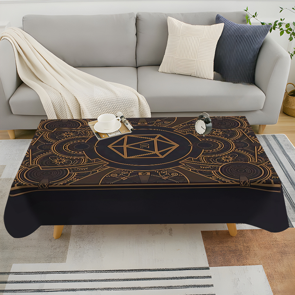 Home Textiles Fabric - Steampunk Black Golden Gear Pattern Tablecloth