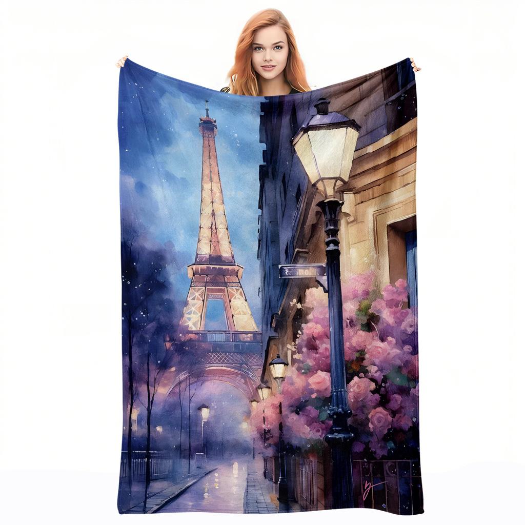 Home Textiles Paris - Paris Night Scene Pattern Flannel printed