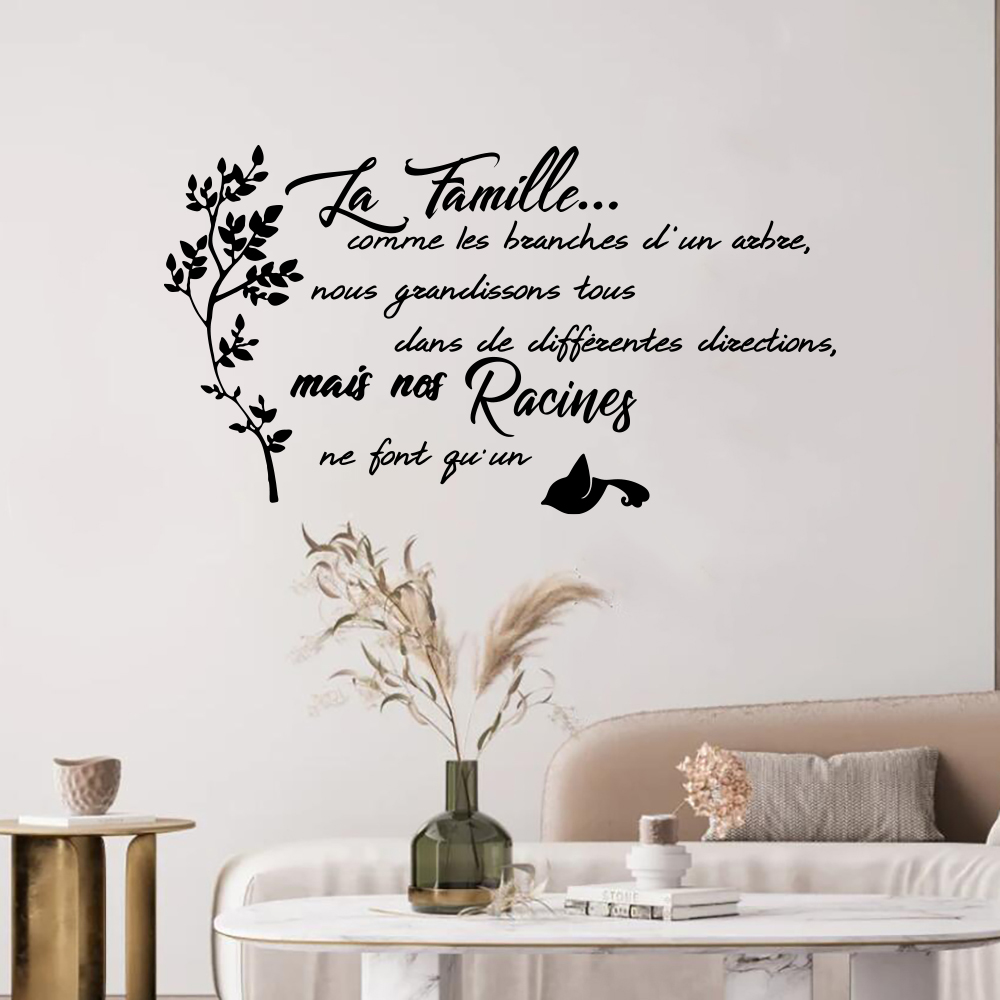 Home Textiles France - French Family Quote Tree Bird Wall
