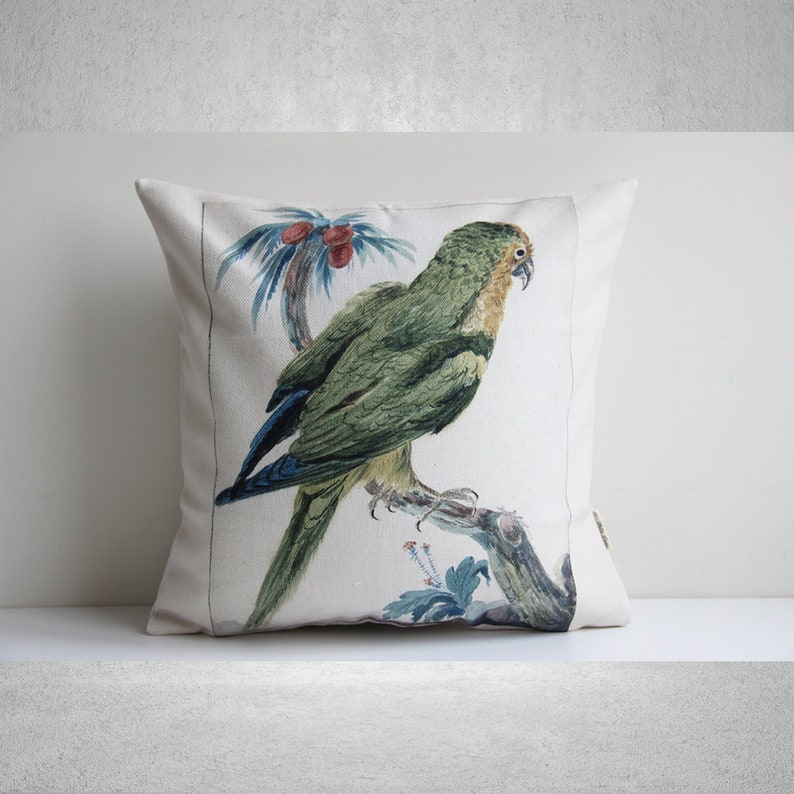 Pillow Cover 20X20 - Throw Pillow Cover Antique Parrot Printed