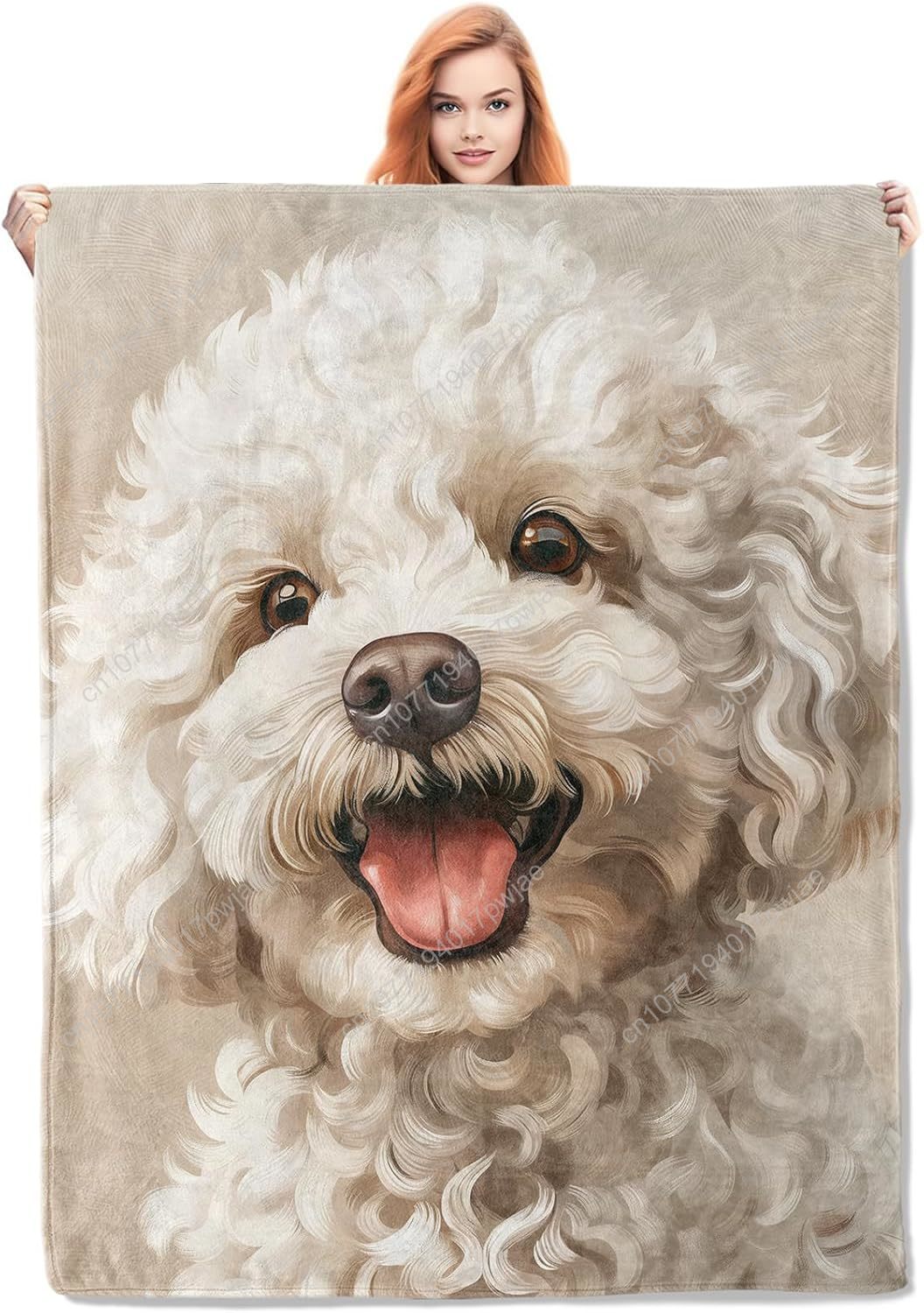 Home Textiles Towel - Joyful Poodle Portrait Blanket Realistic Dog