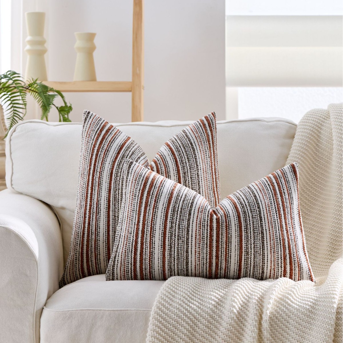 Striped Nubby Chenille Pillow  - đánh giá và giá Pillow Cover 20X20