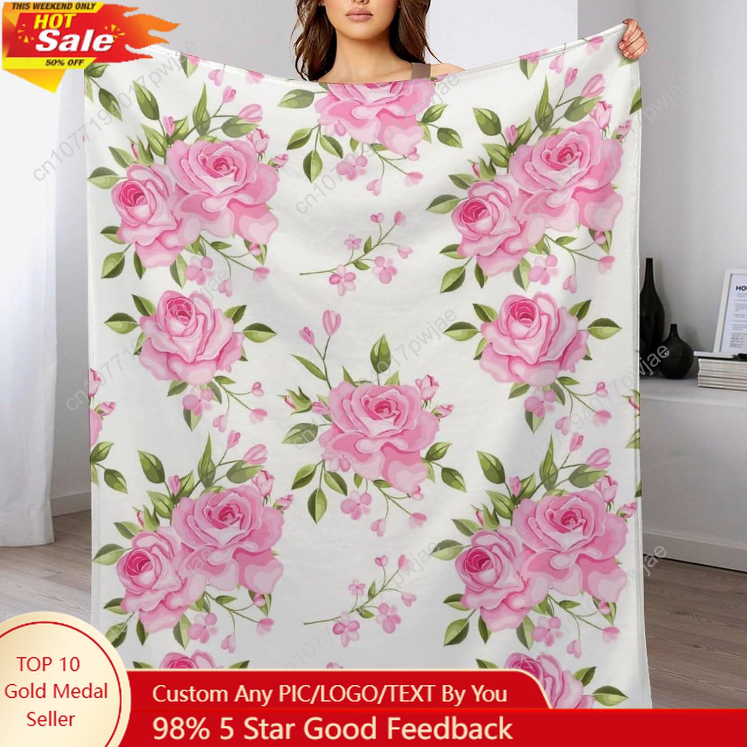 Pink Flower Throw Blanket Flor - đánh giá và giá Home Textiles Towel