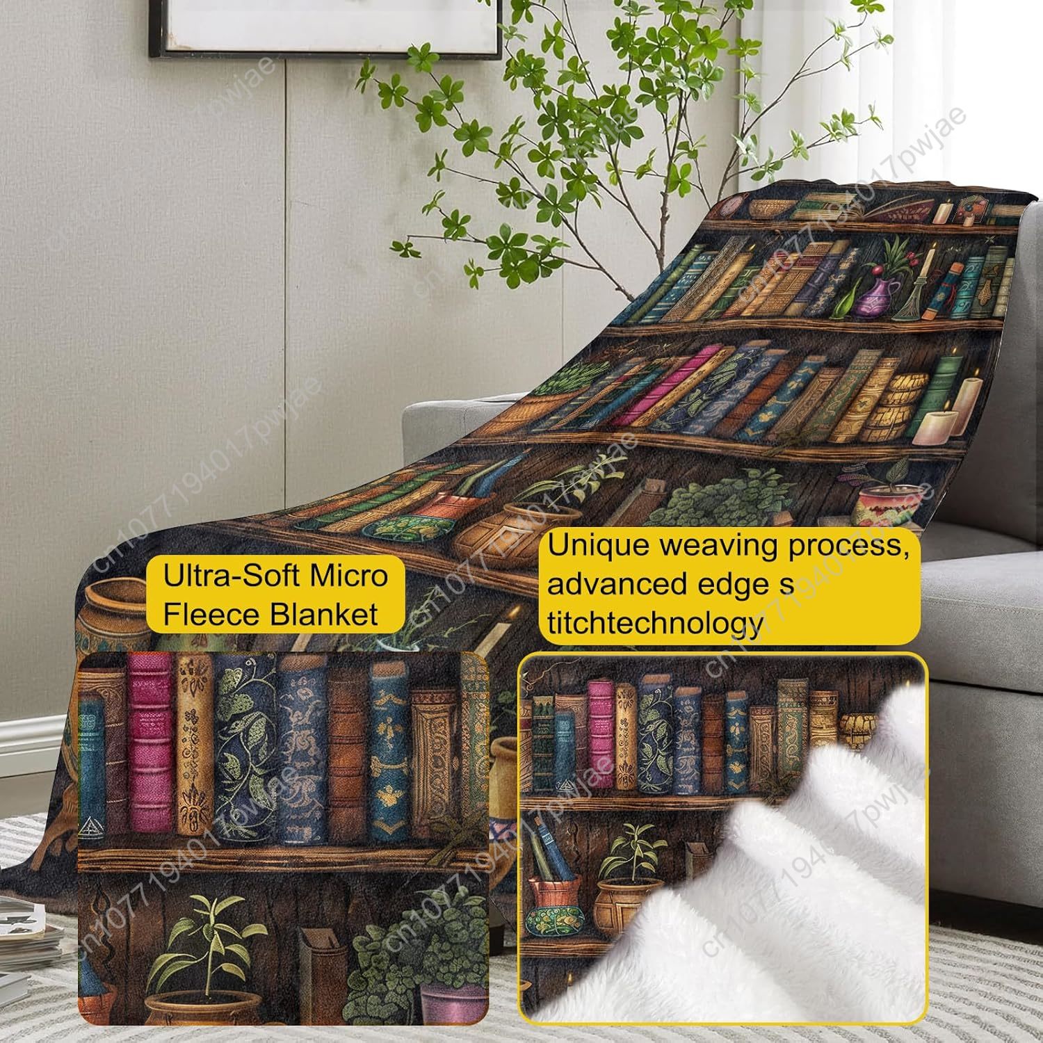 Vintage Bookshelf Blanket Read - đánh giá và giá Home Textiles Towel