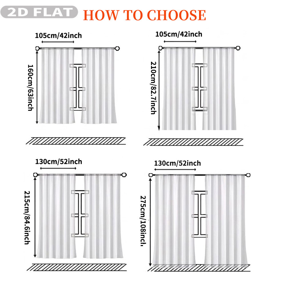 Custom 2D Flat 2pcs Sheer Curt - đánh giá và giá Home Textiles Fabric