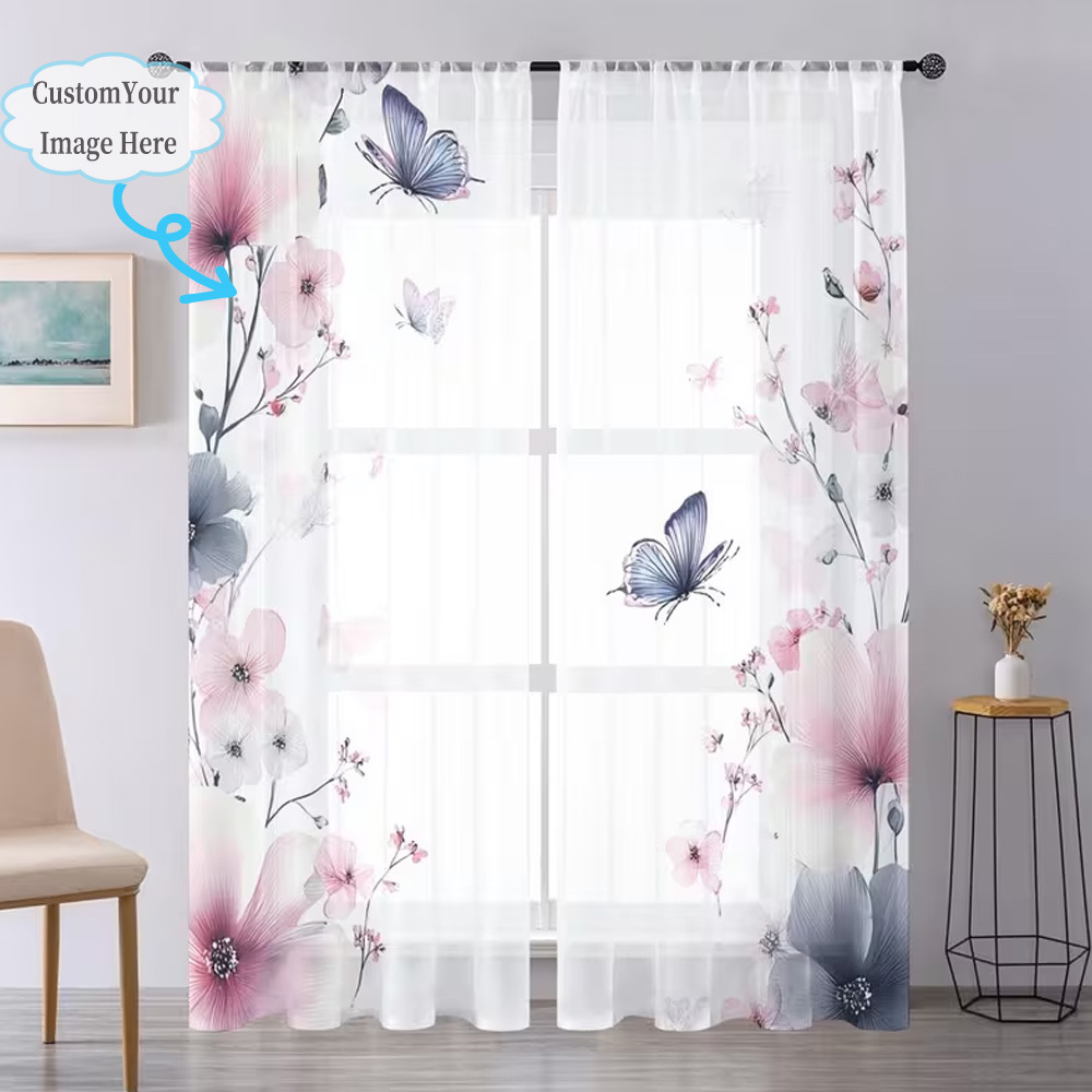 Custom 2D Flat 2pcs Sheer Curt - đánh giá và giá Home Textiles Fabric