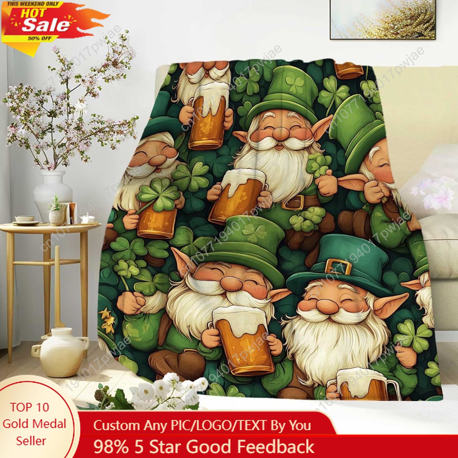 St. Patrick’s Day Gnome Throw  - đánh giá và giá Home Textiles Towel
