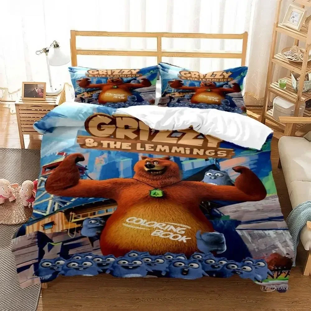 Grizzly & The Lemmings Cartoon - đánh giá và giá Linen Duvet Cover