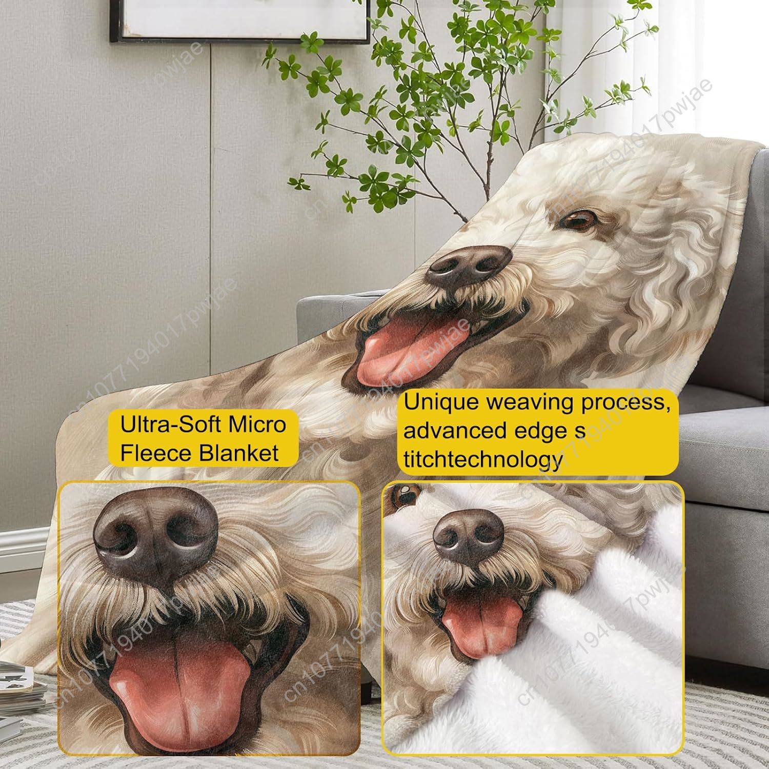Joyful Poodle Portrait Blanket - đánh giá và giá Home Textiles Towel