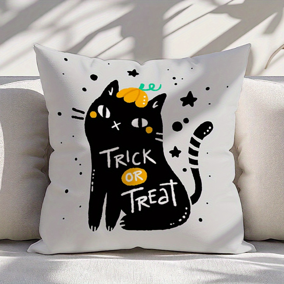 1pc Trick or Treat Black Cat H - đánh giá và giá Pillow Cover 20X20