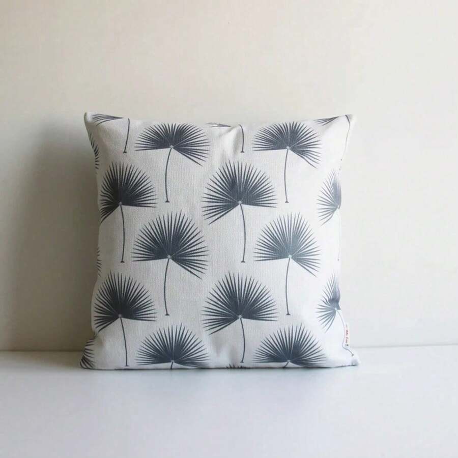 Blue Palm Leaf Print Square De - đánh giá và giá Pillow Cover 20X20