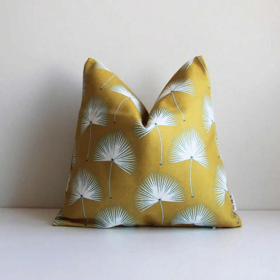 Blue Palm Leaf Print Square De - đánh giá và giá Pillow Cover 20X20